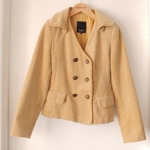 Basel Yellow Velour Velvet Military Style Blazer